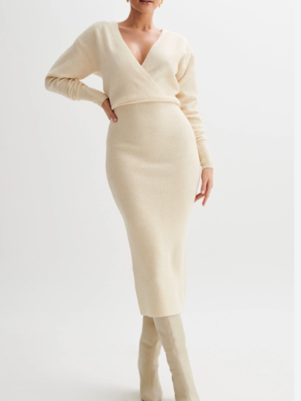 Meshki Shannon maxi dress soft knit ivory L